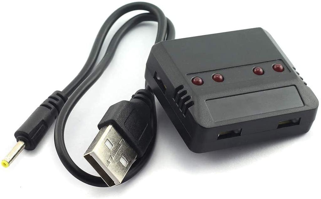 Evrensel USB 1'den 4'e Pil Şarj Cihazı – Hubsan, Wltoys, UDI, JXD, Syma, Holy Stone ile Uyumlu – 3.7V LiPo