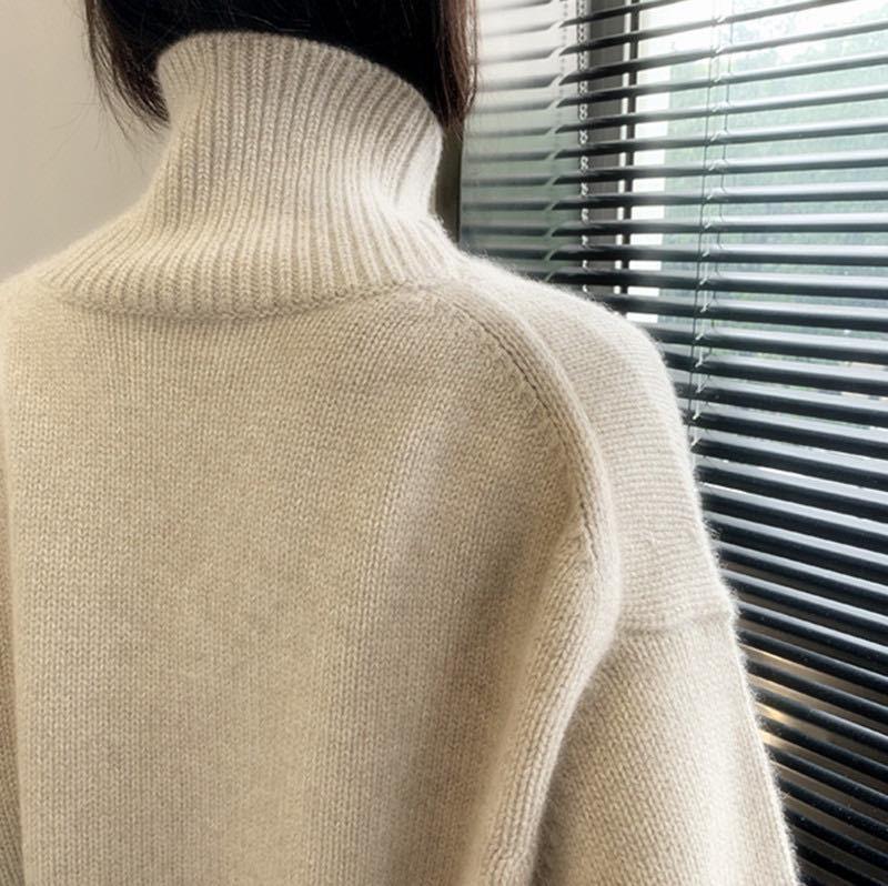 Women's Soft Knit High-Neck Sweater: Loose-Fit Pullover for 2025 Autumn/Winter