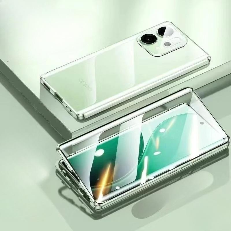Metal Frame 360 Full Protection Case For Oppo Reno 14 Pro 5G Reno14 14Pro Magnetic Adsorption Double-Sided Tempered Glass Cover