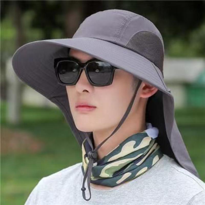Wide Brim Sun Hat With Neck Flap For Men Women Adjustable Outdoor 11+UPF Protection Safari Cap Hiking Fishing Hat