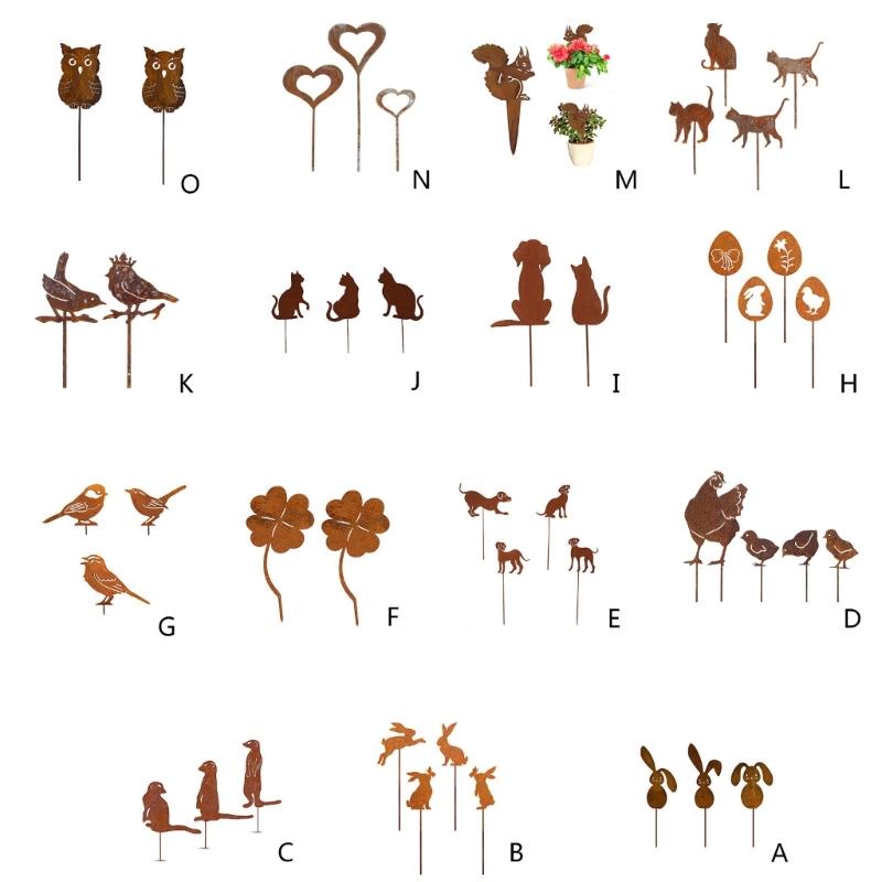 Decorațiuni Metalice de Curte cu Animale Artă de Grădină Animale Ruginite pentru Decorațiuni Exterioare Țăruș Decorativ de Exterior Accesoriu pentru Gazon