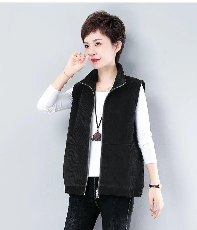 

Женский осенне-зимний жилет без рукавов, повседневный свободный вельветовый жилет больших размеров XXXXL чёрный