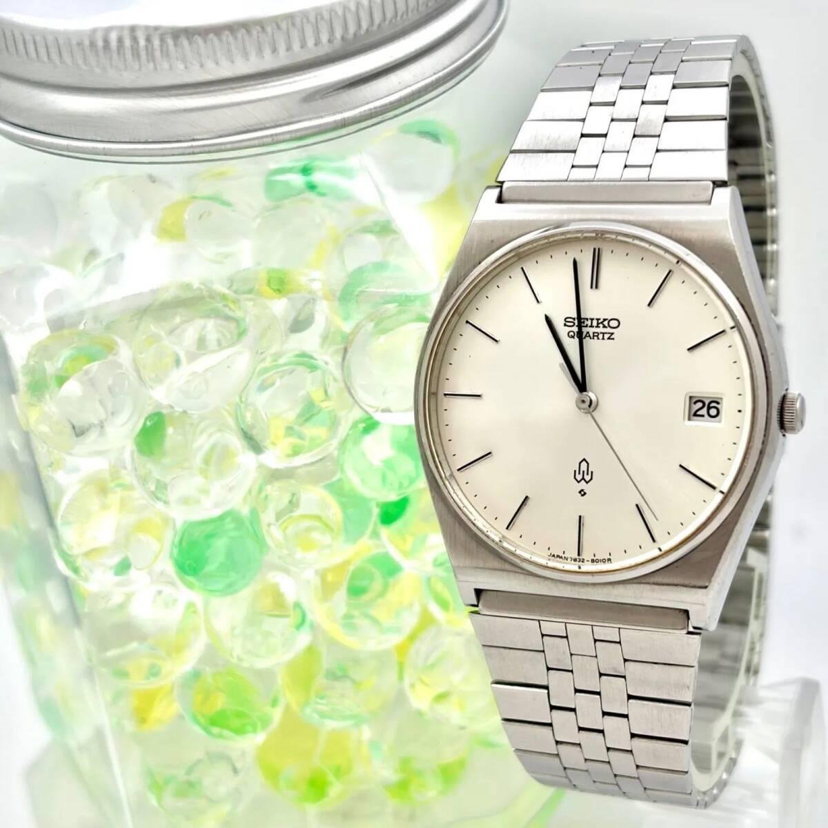 Used [New Battery] SEIKO Men s Watch Silver Date 7832-8010 910235 Genuine Belt