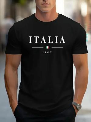 ITALIA Rundhals Lässiges Kurzarm-T-Shirt