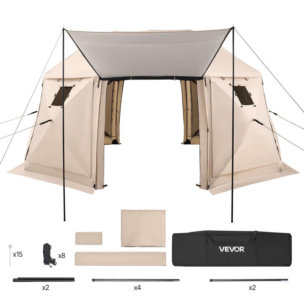 Pop up Gazebo Screen Tent, 4.57 x 4.57 m, 13-Sided Spherical Camping Canopy Tent with Removable Top & Carry Bag, Quick-Set & Bite-Proof, Screen House
