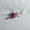 Alloy Swords Heart Necklace for Couples Handmade Collarbone Chain Jewelry for Dates Anniversaries and Everyday Fashion