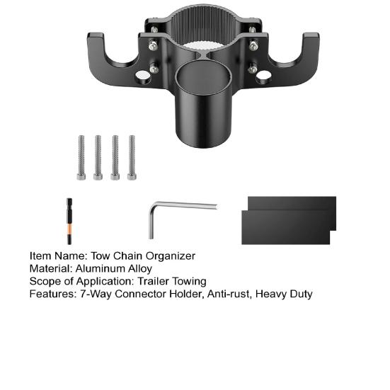 Trailer Towing Chain Organizer with 7-Way Connector Holder Anti-rust Heavy Duty Aluminum Alloy RV Trailer Chain Wire Holder Utility Trailer