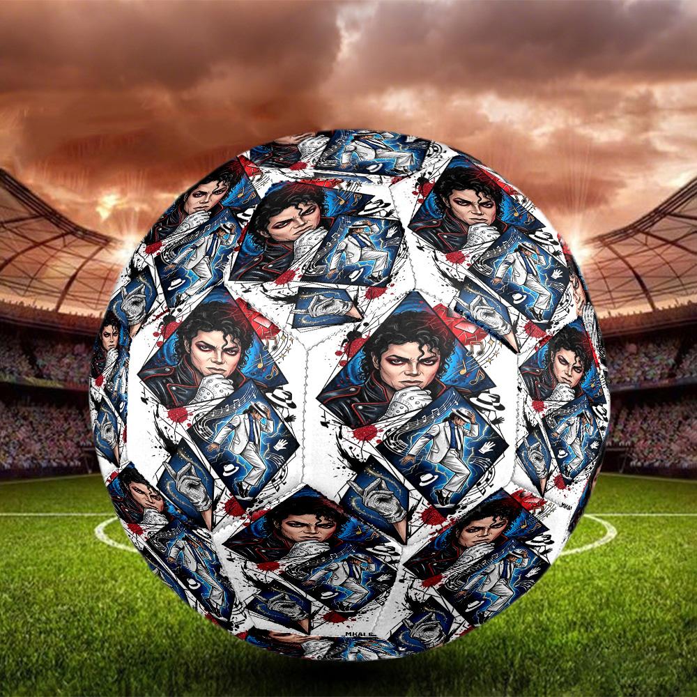 Michael Jackson Print Size 5 Soccer Ball, Standard Match Football for Sports Game and Team Practice, Ideal Gift for Soccer Fans