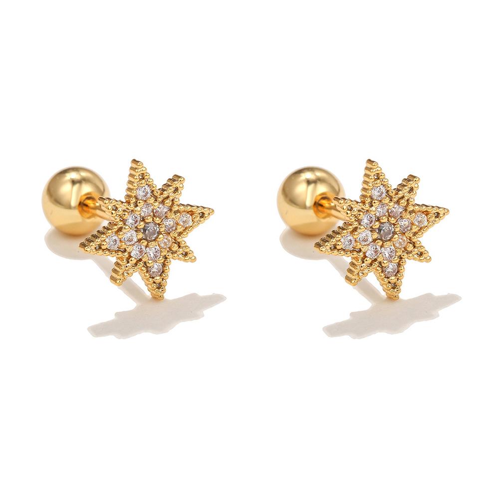 New Design Stainless Steel Cubic Zirconia Chain Stud Earrings For Women Star Moon Cartilage Earring Piercing Jewelry
