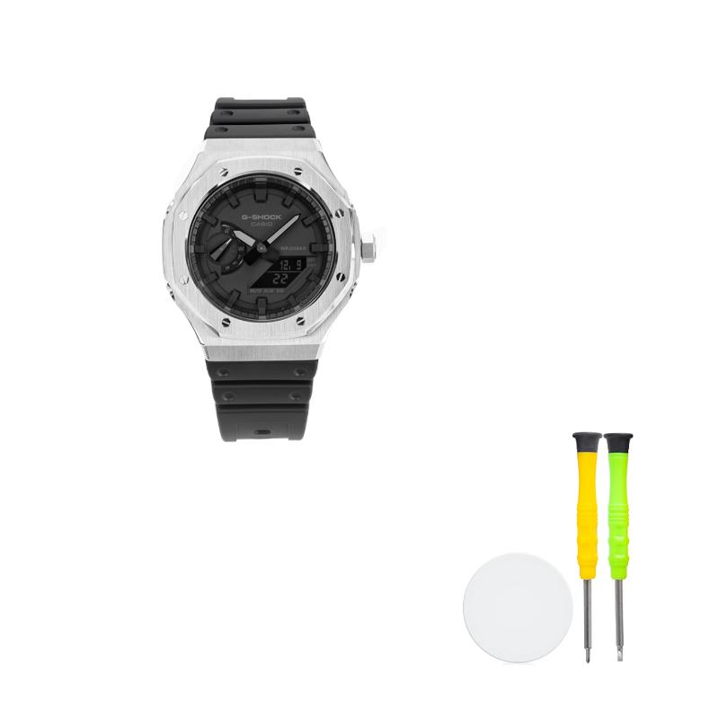 CASIO Custom Collection Electronic Movement Unisex Black Dial GA-2100-1A1(Team788--) Silver Crown