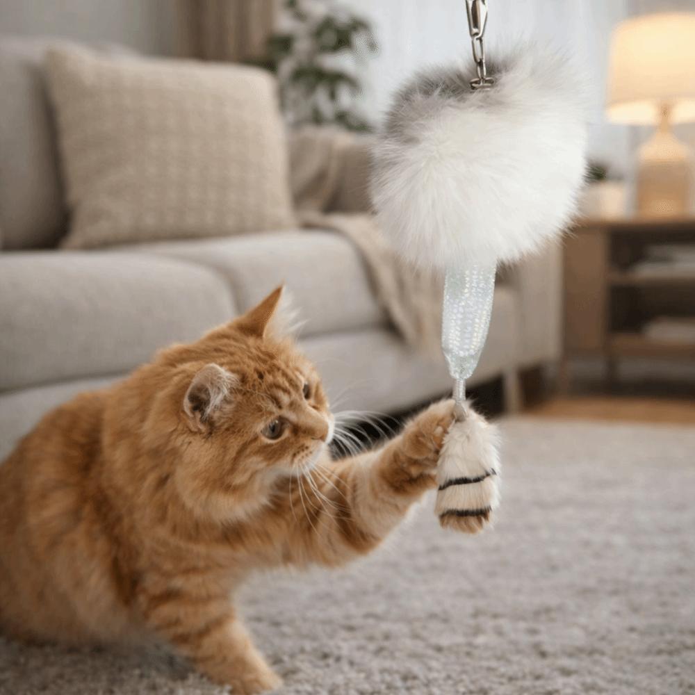 2 Pieces Bite Resistant Cat Teaser Stick Replacement Head Polyester with Sound Interactive Cat Toys Mermaid Shape