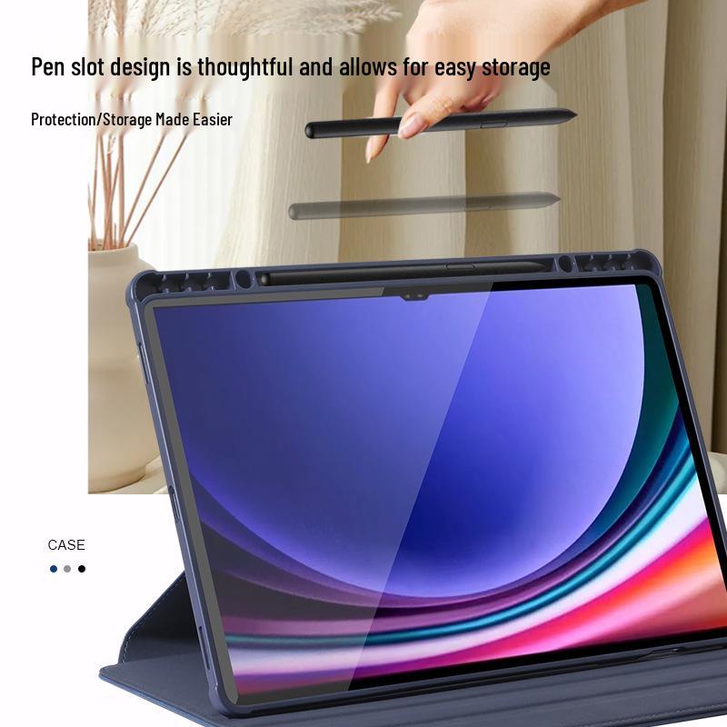 Capa Giratória de Couro para Samsung Galaxy Tab S9/S9+ - Capa Protetora Não Magnética para Tab S9+/S9FE+