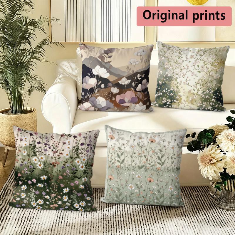 Vintage Wildflower Floral Throw Pillow Covers Pattern Cushion Cover Suitable For Sofa Bedroom Car Pillow Cover