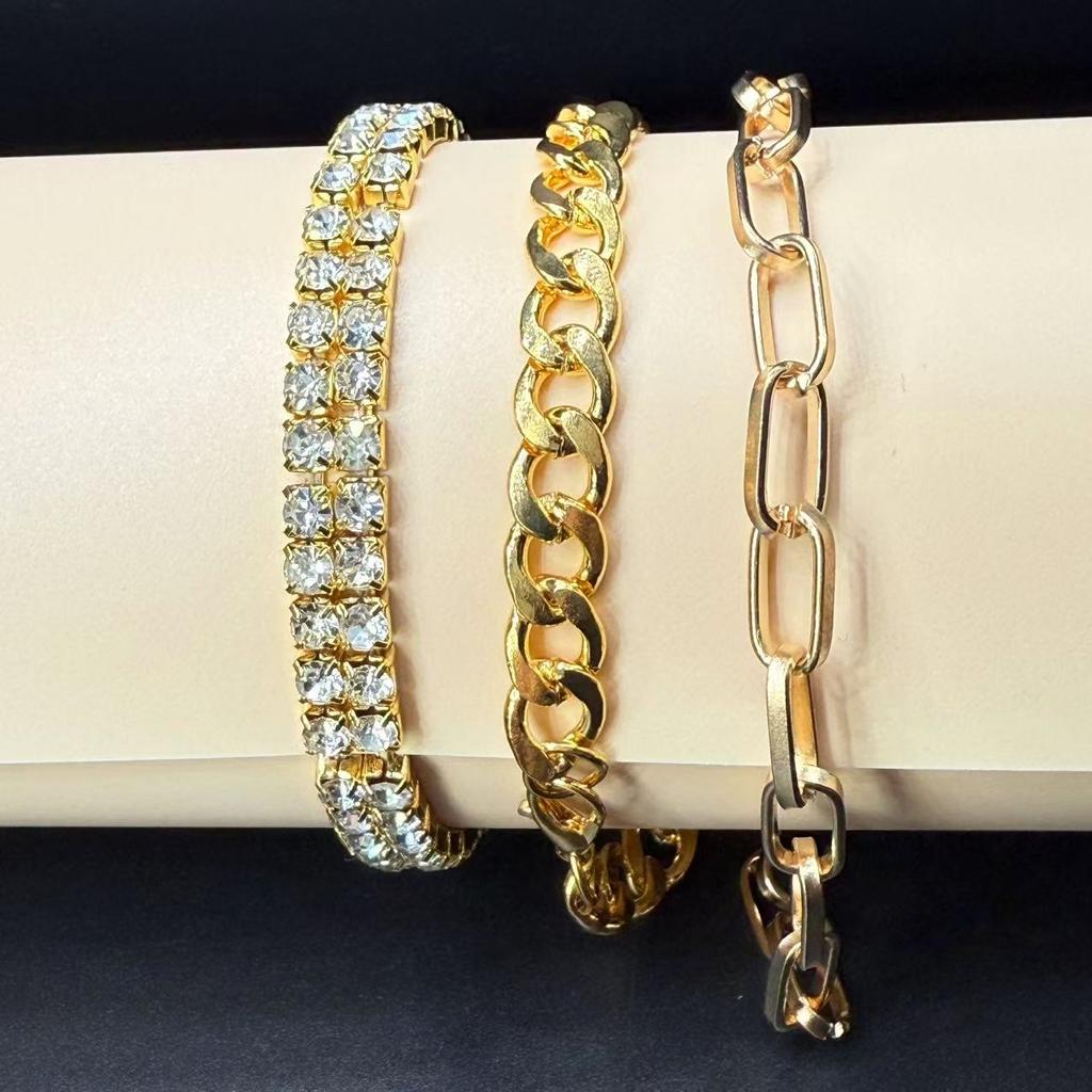 Set di 3 Braccialetti alla Moda Stile Boemo Braccialetto con Zirconi Braccialetto Placcato Oro di Pregio Regalo per Feste Gioielli Regalo di Compleanno