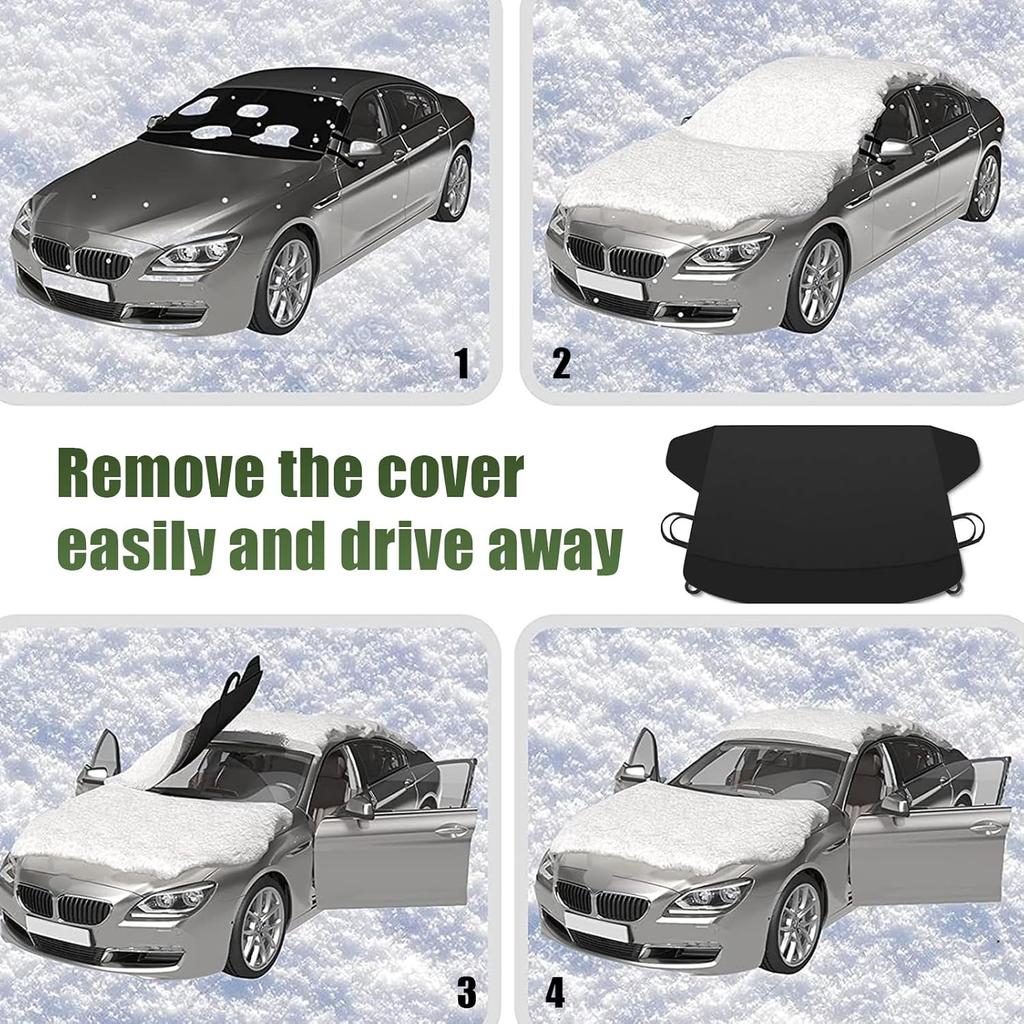 1 PC Car Front and Rear Windshield Snow Shield, Thickened Car Oxford Cloth Snow and Sunshade All-in-one Cover, Waterproof and Durable Windshield