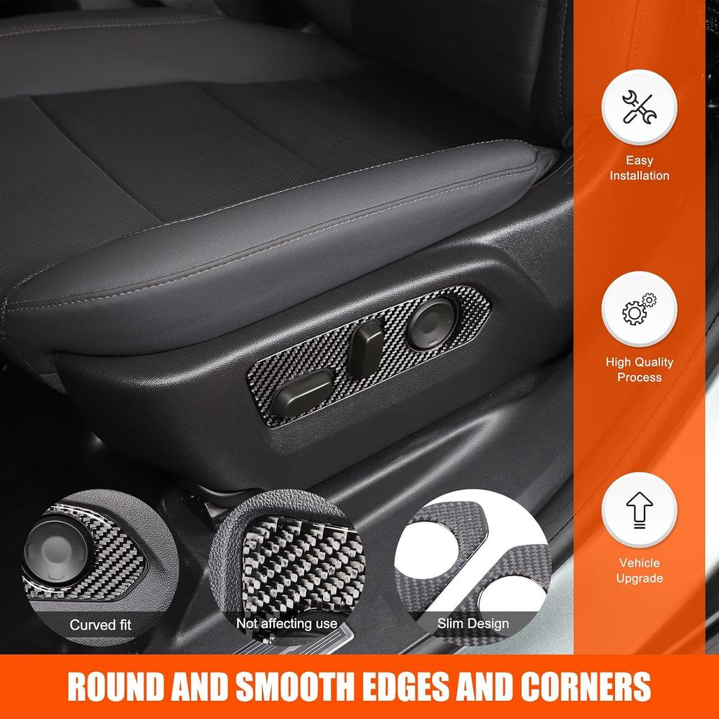 For Hummer EV Accessories Seat Adjustment Button Cover Trim Real Carbon Fiber Car Front Seats Button Switch Panel Decorative Frame Interior for