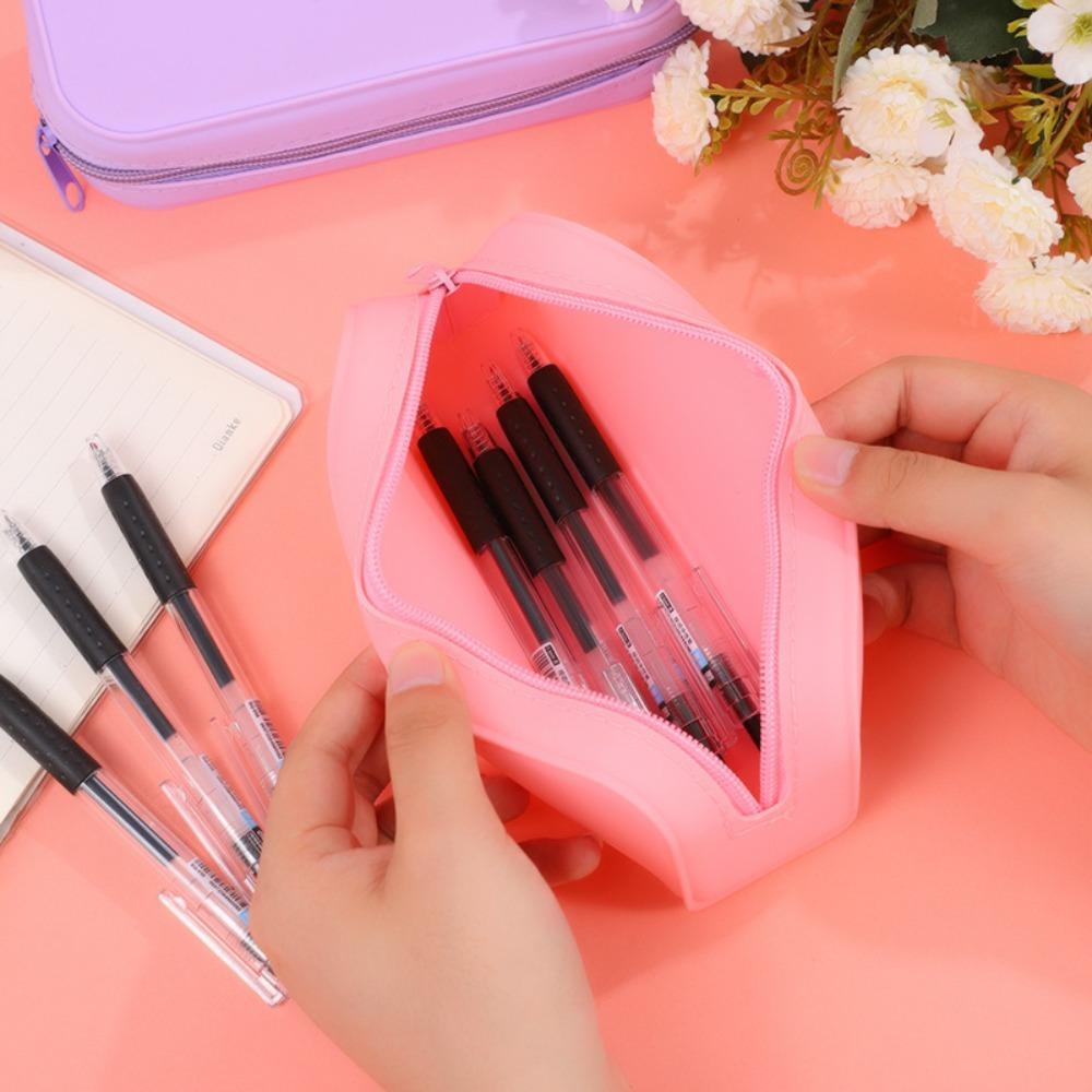 Waterproof Silicone Pencil Case Large Capacity Stationery Storage Pouch Stationery Bag  Student