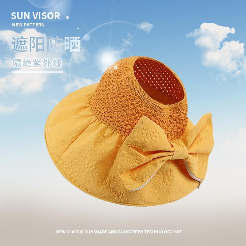 Spring and Autumn Versatile Bow Vinyl Sun Hat Women's Foldable Storage Hollow Anti-UV Face Hat