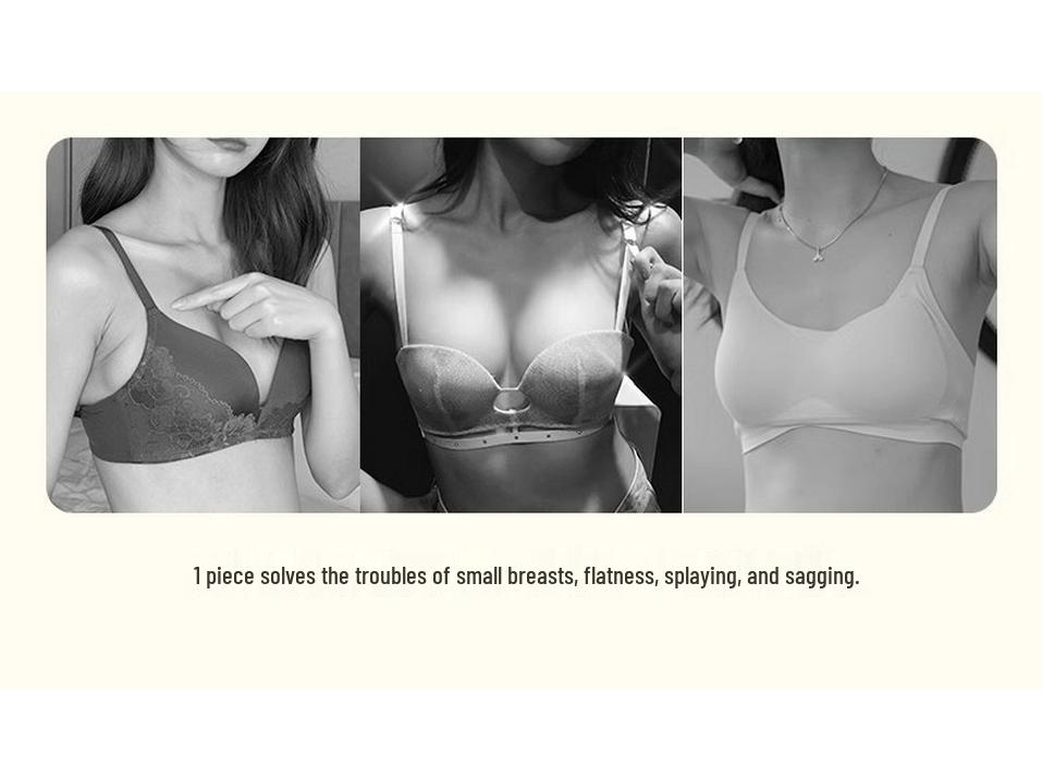 Wirefree Push-Up Enhancing Bra: Small Chest, Fixed Cup, Anti-Sagging, Seamless Design with Side Support