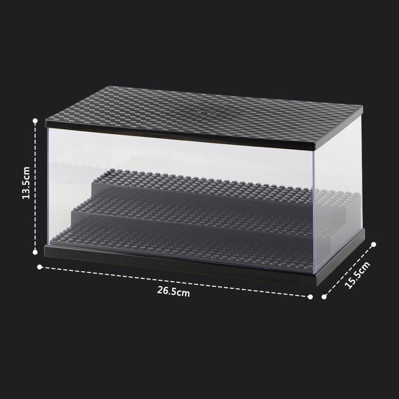 Dustproof Clear Acrylic Display Case with Wood Base Stackable Storage Box for Mini Action Figures Building Blocks Car Models Col