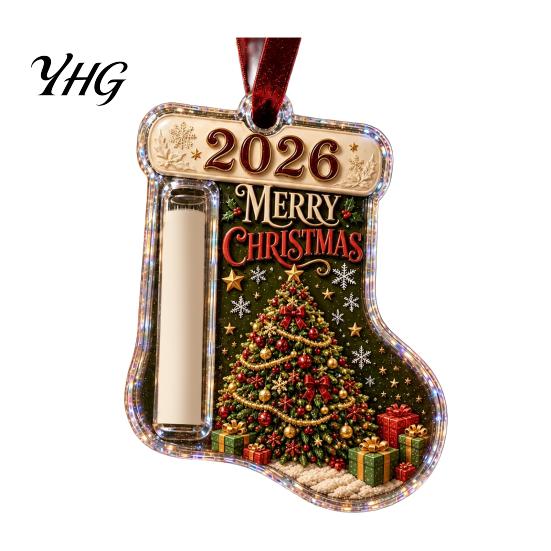 Christmas Money Holder for Cash Stocking Shaped Gift Ornament, Acrylic Hanging Festive Home Holiday Accessory Decor, Xmas Tree Tree, Party Supplies