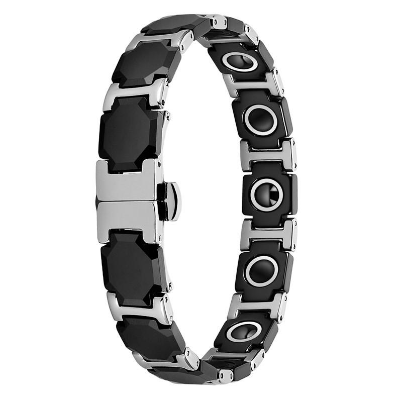 Magnetic Titanium Steel Bracelet With Black Ceramic Octagonal Beads Women Fashion Jewelry