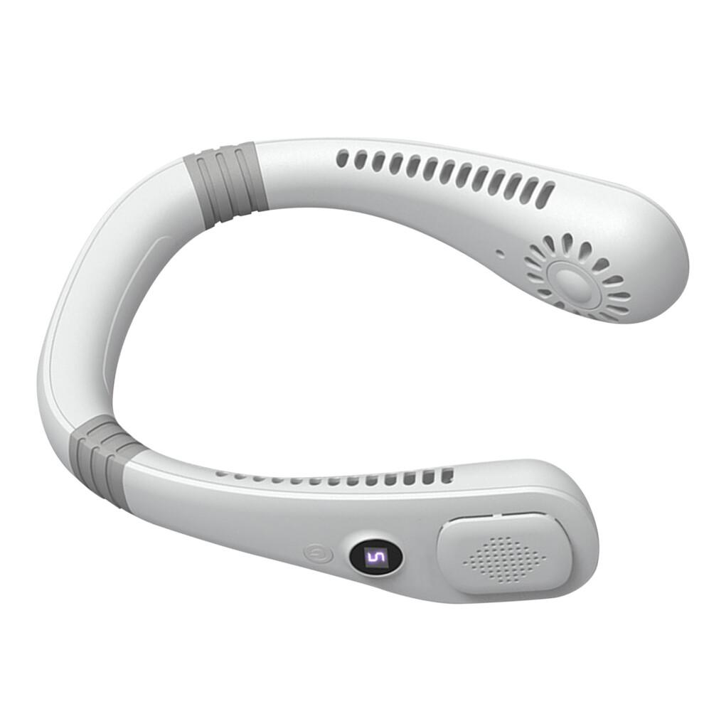 Portable USB Rechargeable Bladeless Neck Fan, 5 Speeds, Quiet, White