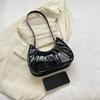 Women Shoulder Bag Fashion Pleated Small Tote Bags PU Leather Casual Simple Elegant Portable Solid Color Female Armpit Bag