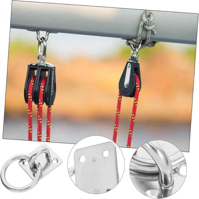 Stainless Steel Eye Plate with Hook for Heavy Duty Mounting Hooks Silver 6X4.8X4.1CM