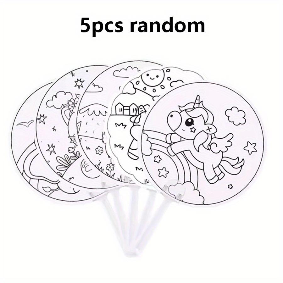 

DIY Cartoon Doodle Art Fan Handmade Round Blank Fan for Creative Painting Coloring Summer Craft Activity Birthday Gift JXB