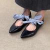 Sheepskin Version~ Retro Pointed Head Bow Ballet Single Shoes Lace-up Low-heeled Mary Jane Shoes Light Mouth Temperament Flats