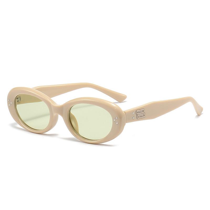 

Fashionable Round Face Slimming Black Oval Sunglasses Women Men Vintage Retro High-end Black StyleF