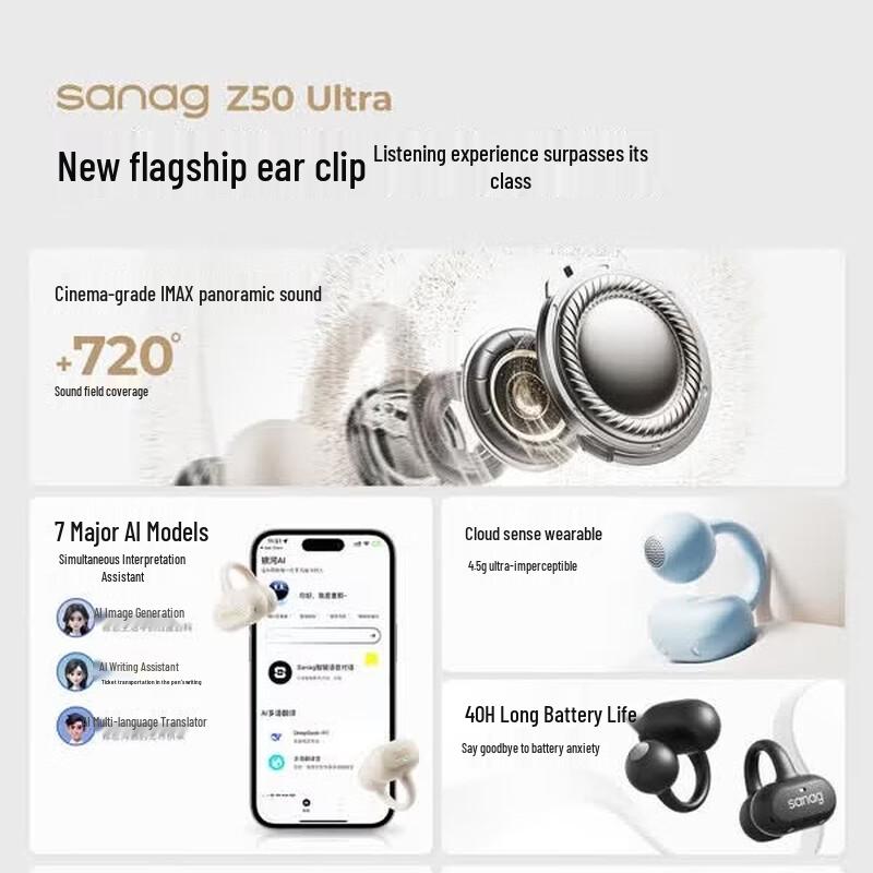 Saina Z50 Ultra Open-Ear Clip Earbuds