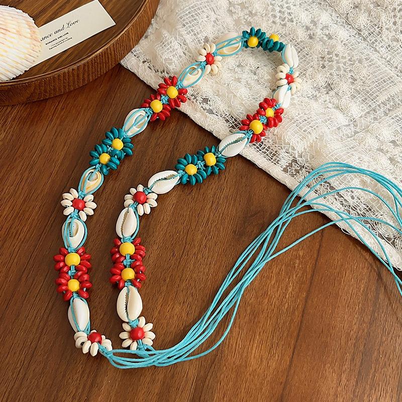 

Богемная ручная работа, красочная цепочка на талию с бусинами из ракушек и цветов, ретро женский аксессуар для платья, пояс-декор