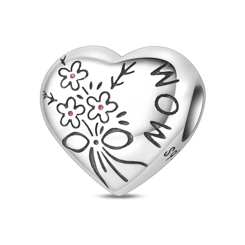 Originale Kupfer Familienanhänger Mama Blume Herz Perlen Für Halskette DIY Armband Geschenk Schmuck Muttertag