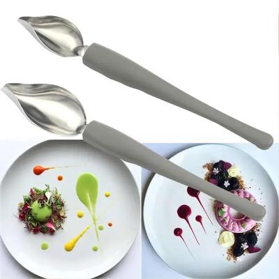 1 peça de aço inoxidável molho pintura caneta colher para refeições ocidentais e sobremesas decorar seu prato com estilo colher de molho