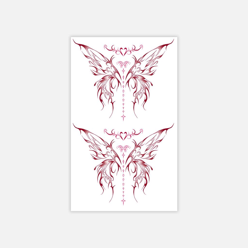 Burgundy Thorn Butterfly Tattoo Sticker Waterproof And Long-Lasting Sexy Chest Model Simulation Tattoo Sticker
