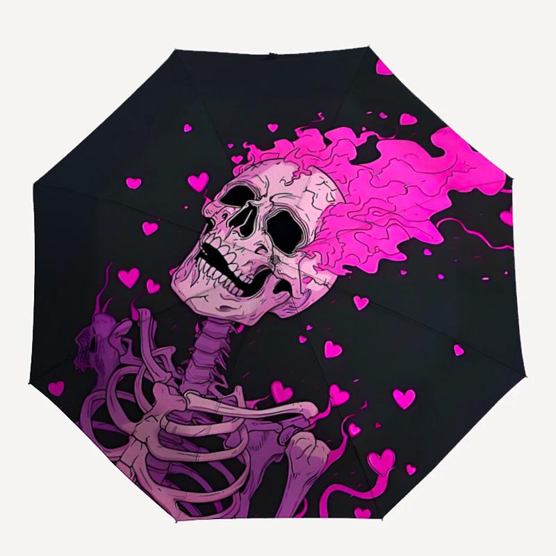 

1pc Skeleheart Automatic Open/close Umbrella, 8-Rib sturdy structure, Portable Travel Umbrella, Parties, Everyday Use, Outdoor Accessory, Ar