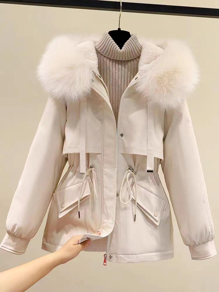 Fleece and Thicker Pie Overcome Women's Short Loose Large Size Down Cotton-padded Jacket Autumn and Winter Hooded Casual Cotton-padded Jacket