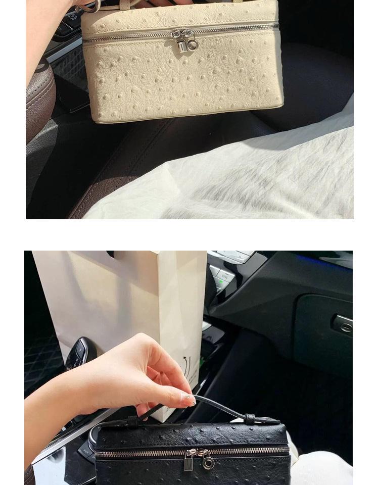 High-End Versatile Ostrich Pattern Leather Shoulder and Cross-Body Women's Handbag