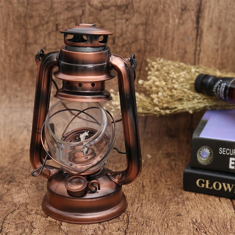 Koňská lampa Skleněné stínidlo Nostalgická Retro Venkovní Petrolejová lampa Kruhové stínidlo Světelné příslušenství