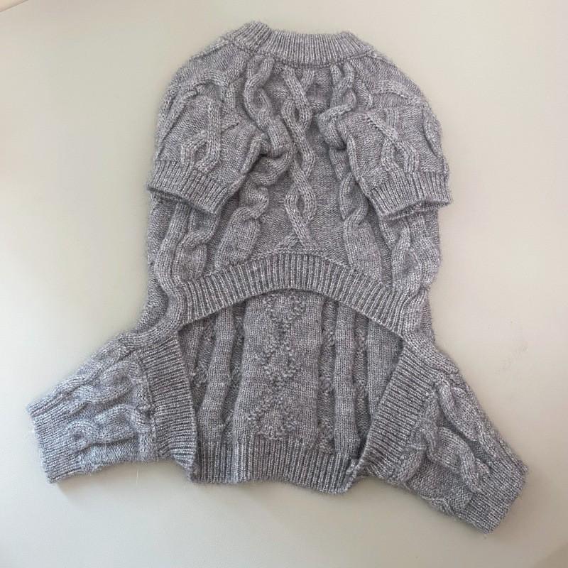 Knitted Pet Sweater Small To Medium Dogs Winter Warm Four-Legged Coat With Hat - Red White Blue Pink Gray