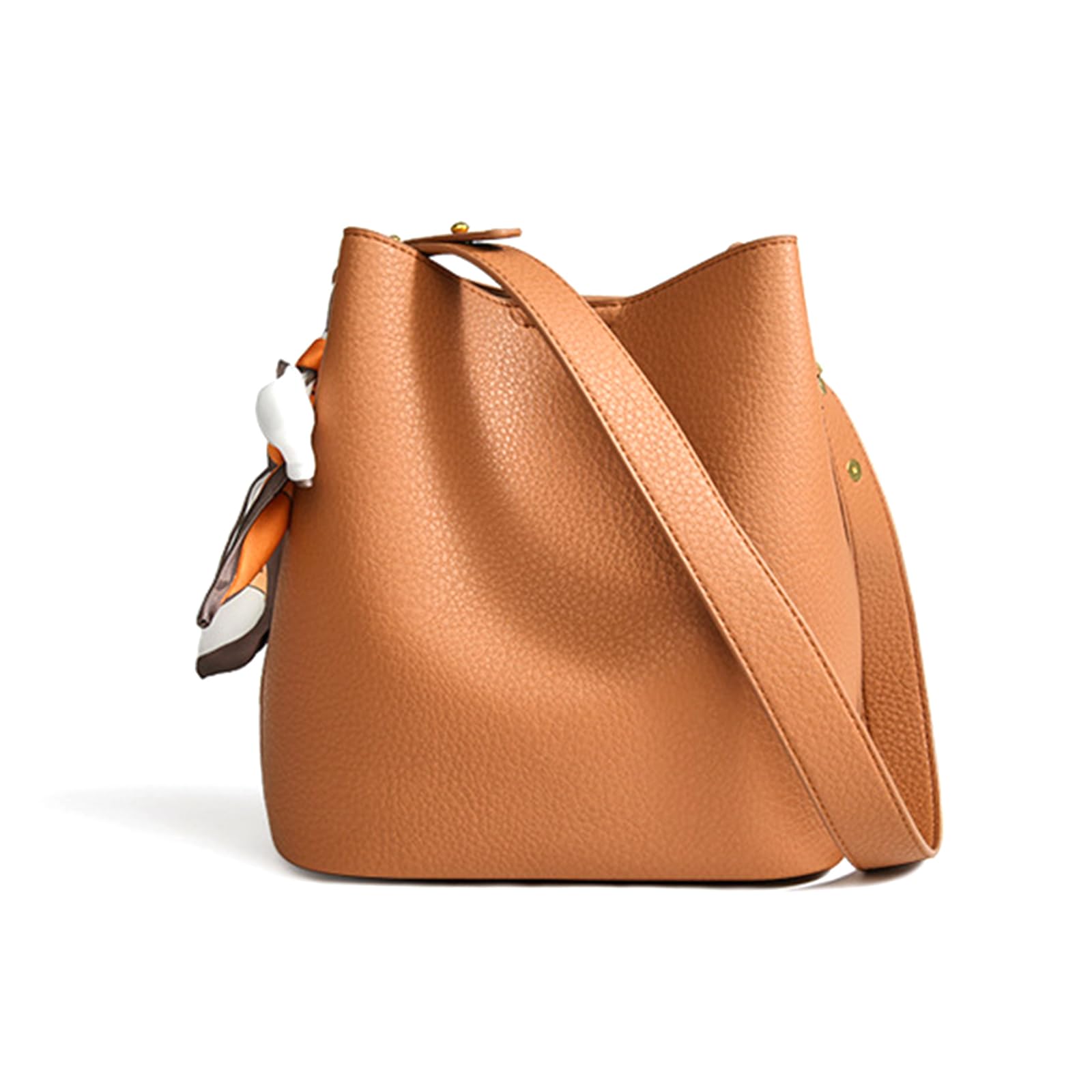 

NICOLE & DORIS Women s Bucket Bag, 2-Piece Set, Mini Shoulder Bag, Bucket Style, Small, 2-Way, PU Leather, Waterproof, Includes Scarf, Stylish,