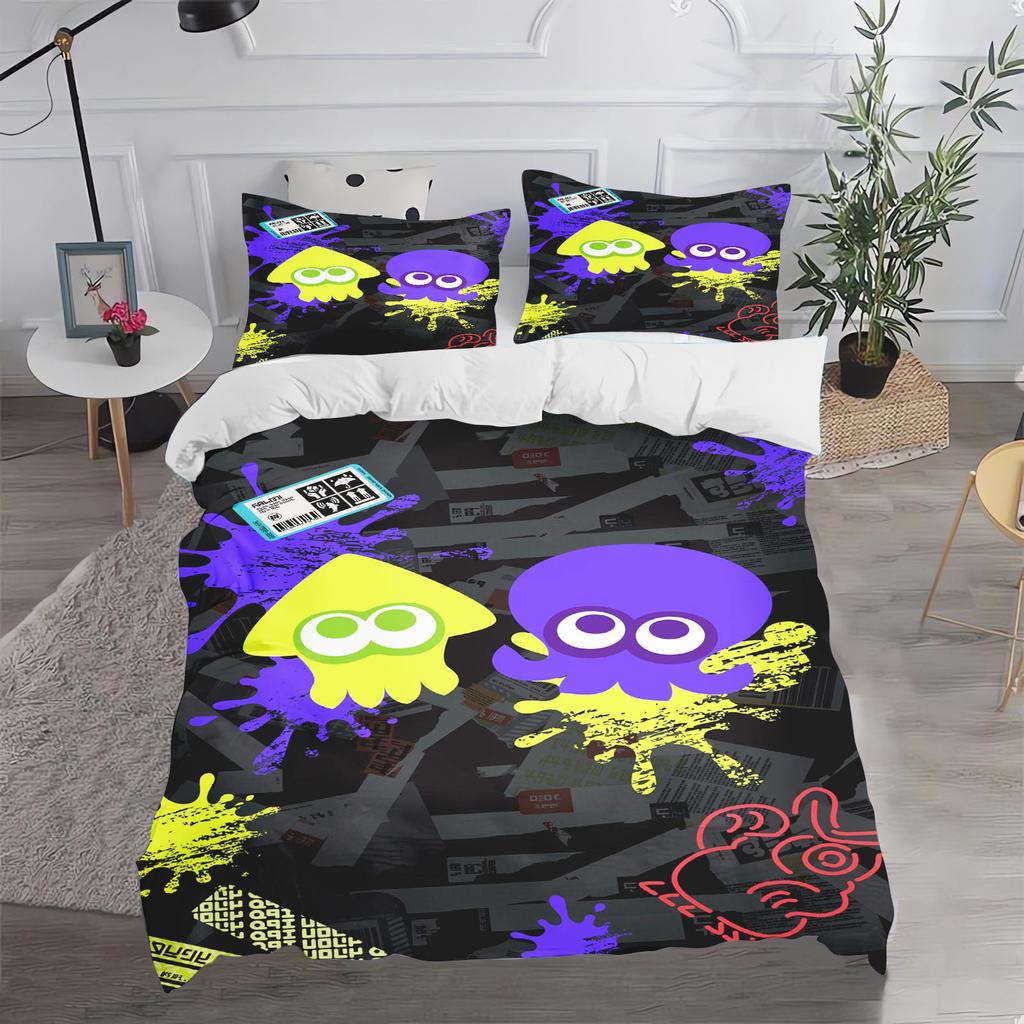 Game, Splatoon, Anime 100% Polyester Bedding Set Duvet Cover Set Printed Cartoon Home Decor