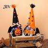 Decorative Gnome Toys Halloween Plush Decoration, Spooky Orange Black Boo Pumpkin Swedish Tomte Seasonal Table Accents Figurine, Elf Dwarf Ornaments