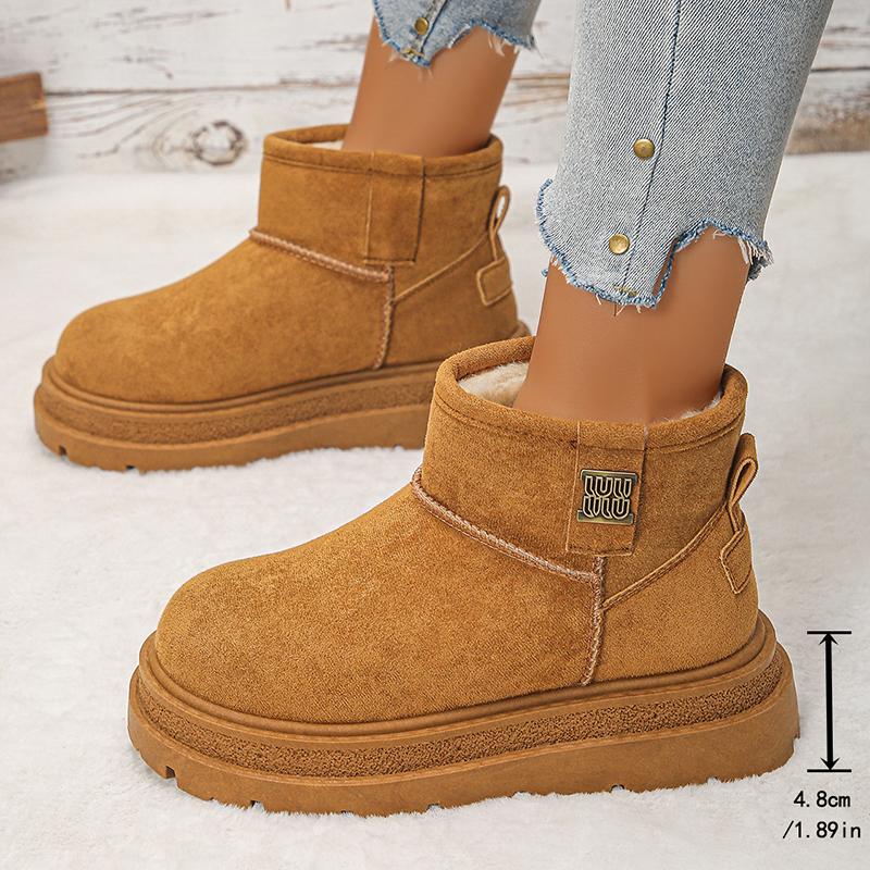 Fashion Thicken Plush Platform Snow Boots Women Non Slip Thick Sole Winter Boots Woman Faux Suede Warm Fleece Lining Cotton Padded Shoes