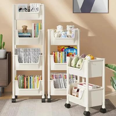 3/4/5 Tier Mobile Storage Rack Trolley Organizer With Wheels Plastic Kitchen Organizers Household Cart Mobile Trolley Bookshelf