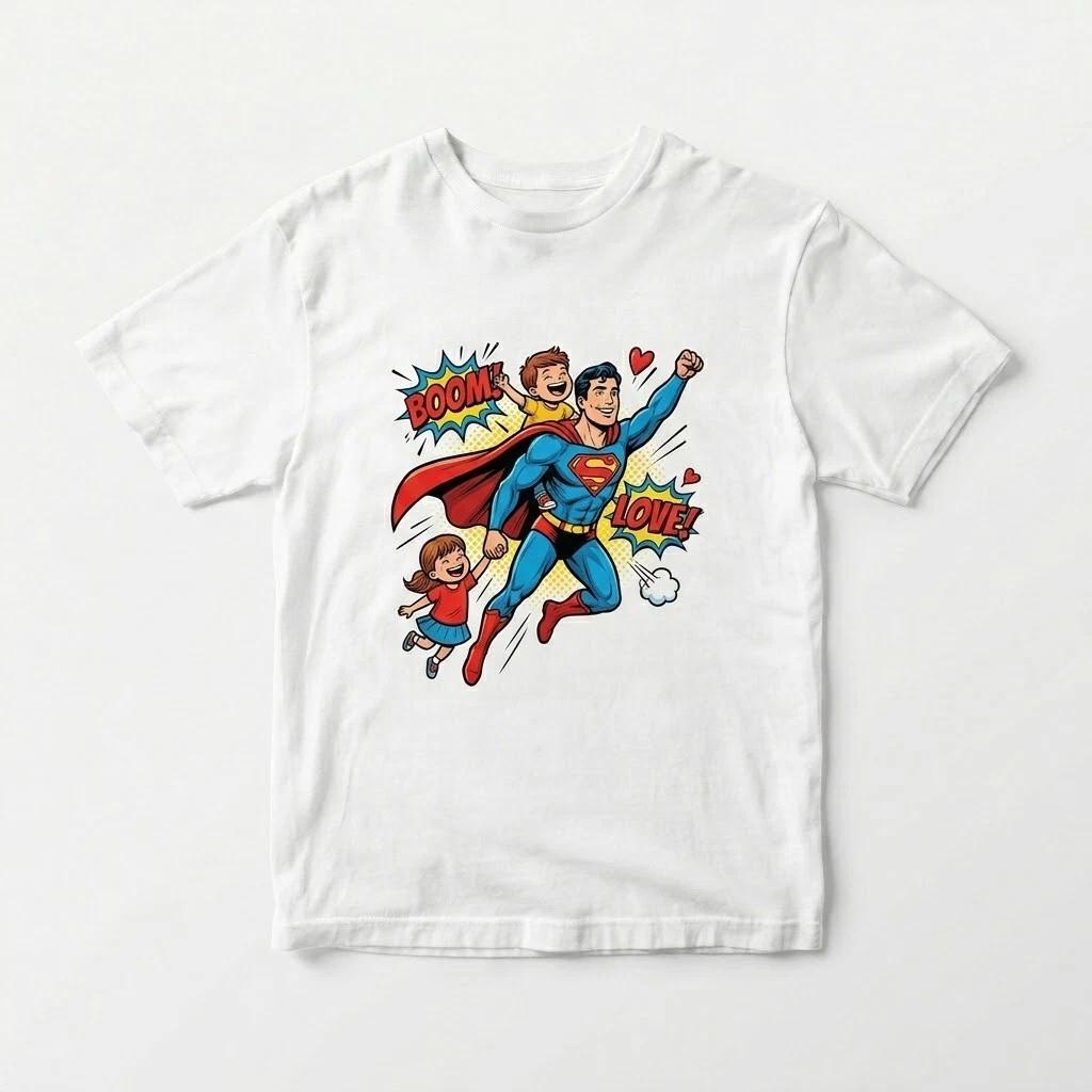 Super Dad Hero T-Shirt - Father s Day Gift - Superhero Dad with Kids Tee XL