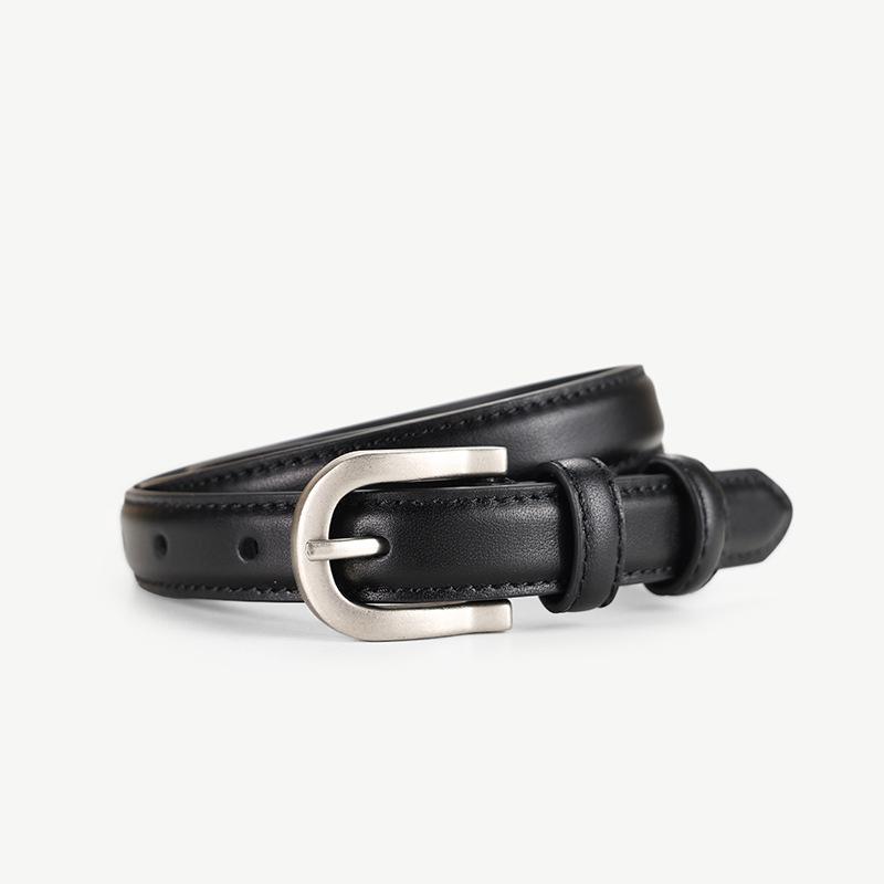 

The first layer of cowhide women s belt summer 2026 new versatile ins style leather decoration with skirt narrow belt чёрный