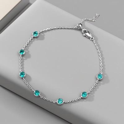 Hui Zhi Yi 2025 S925 Silver Paraiba Bubble Bracelet/Anklet, Fashionable & Versatile Summer Jewelry